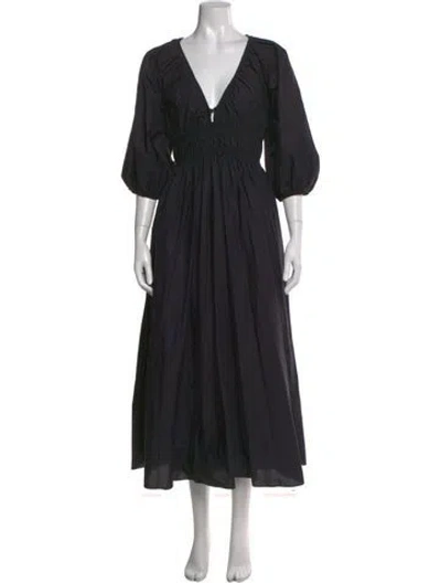 Pre-owned Matteau V-neck Long Dress In Black