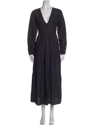 Pre-owned Matteau V-neck Long Dress In Black