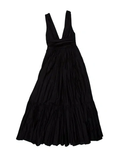 Pre-owned Matteau V-neck Long Dress In Black
