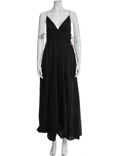 Pre-owned Matteau V-neck Long Dress In Black