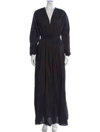 Pre-owned Matteau V-neck Long Dress In Black