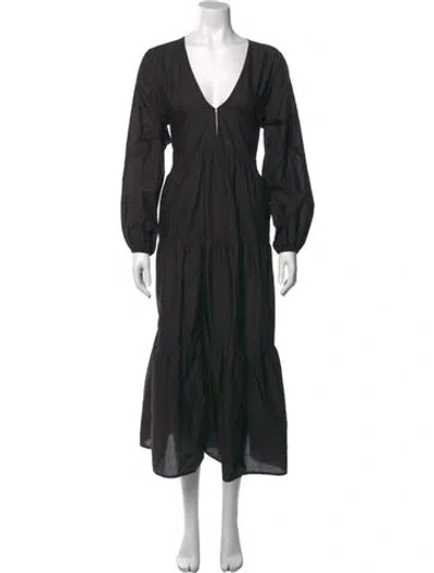 Pre-owned Matteau V-neck Long Dress In Black