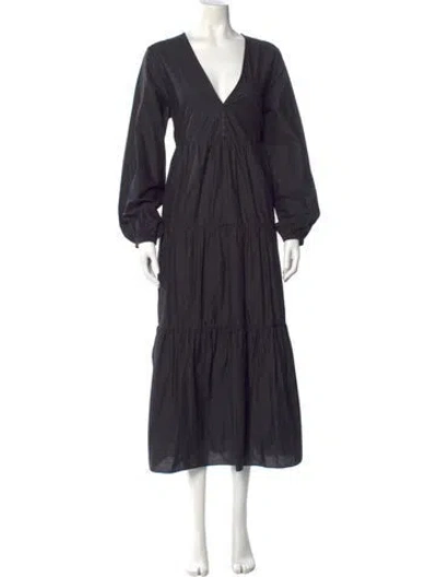 Pre-owned Matteau V-neck Long Dress In Black