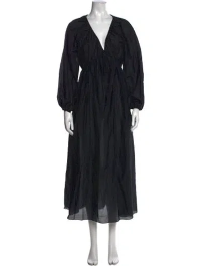 Pre-owned Matteau V-neck Long Dress In Black