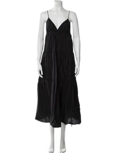 Pre-owned Matteau V-neck Long Dress In Black