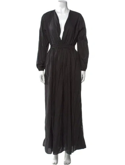 Pre-owned Matteau V-neck Long Dress In Black