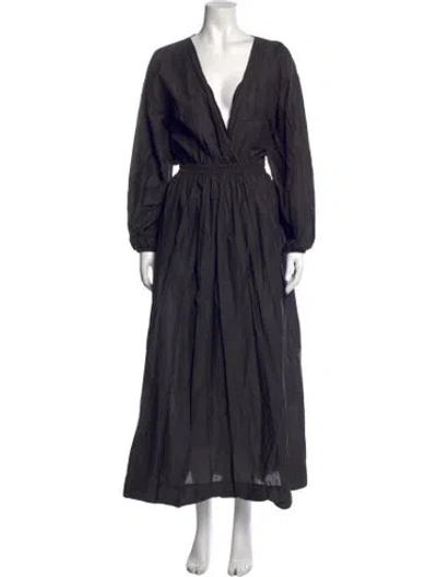 Pre-owned Matteau V-neck Long Dress In Black