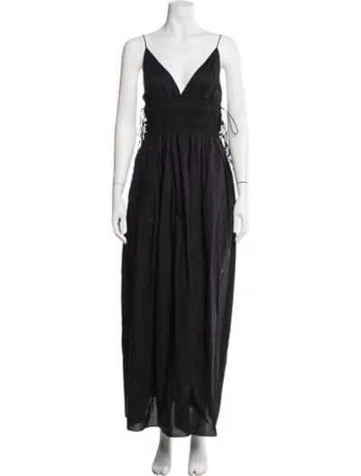 Pre-owned Matteau V-neck Long Dress In Black