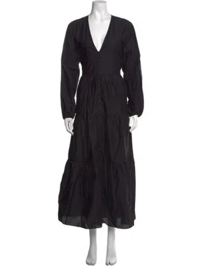 Pre-owned Matteau V-neck Long Dress In Black