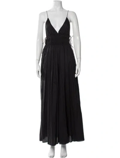Pre-owned Matteau V-neck Long Dress In Black