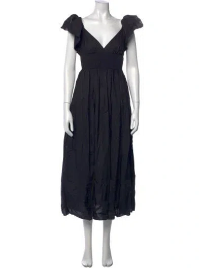 Pre-owned Matteau V-neck Long Dress In Blue