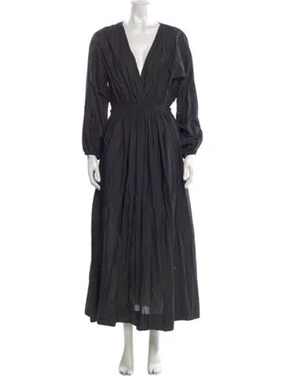 Pre-owned Matteau V-neck Long Dress In Gray