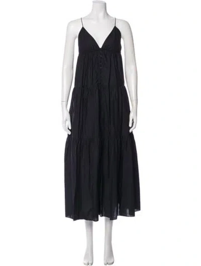 Pre-owned Matteau V-neck Long Dress In Gray