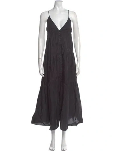 Pre-owned Matteau V-neck Long Dress In Gray