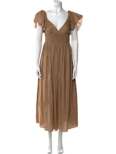 Pre-owned Matteau V-neck Long Dress In Neutral