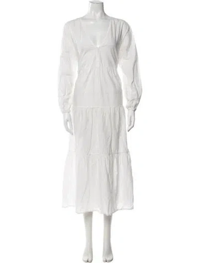 Pre-owned Matteau V-neck Long Dress In Neutrals