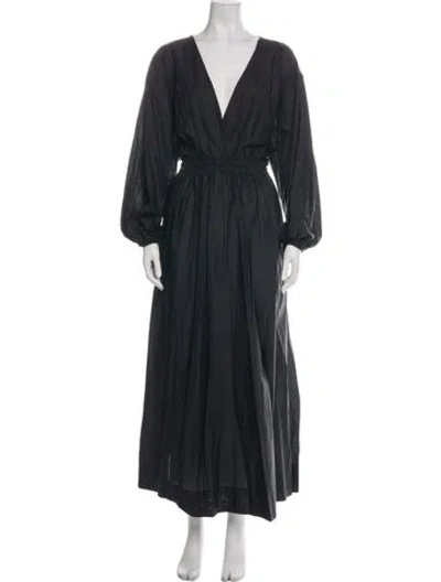 Pre-owned Matteau V-neck Long Dress W/ Tags In Black