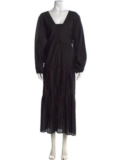 Pre-owned Matteau V-neck Long Dress W/ Tags In Black