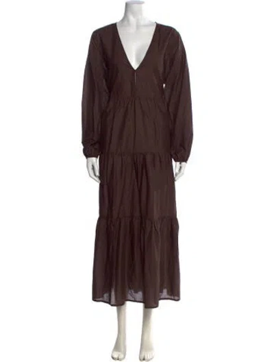 Pre-owned Matteau V-neck Long Dress W/ Tags In Brown