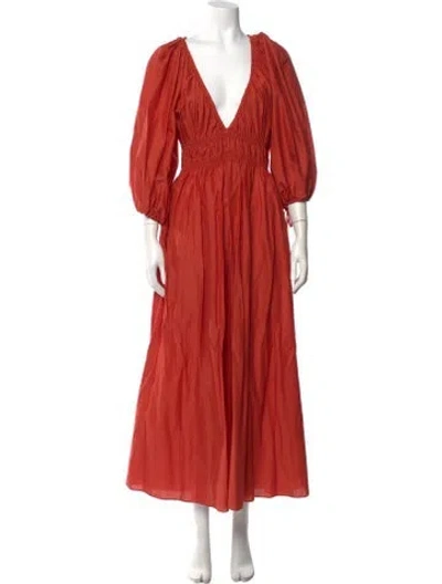 Pre-owned Matteau V-neck Long Dress W/ Tags In Red