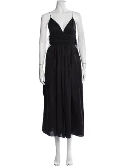 Pre-owned Matteau V-neck Midi Length Dress In Black