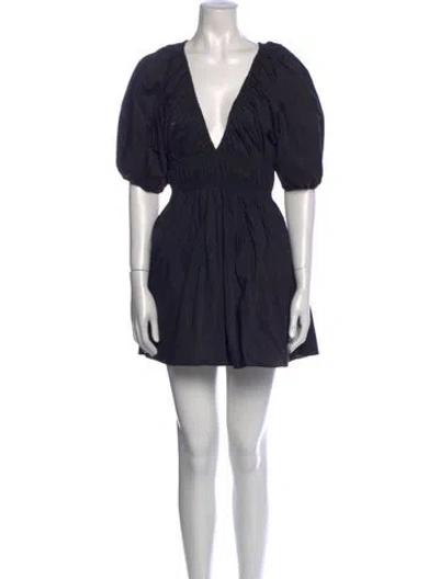 Pre-owned Matteau V-neck Mini Dress In Black