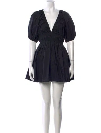 Pre-owned Matteau V-neck Mini Dress In Black