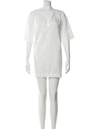 Pre-owned Matteau V-neck Mini Dress In White