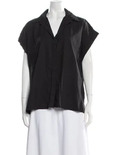 Pre-owned Matteau V-neck Short Sleeve Top In Black