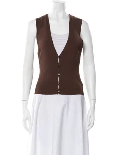 Pre-owned Matteau V-neck Sleeveless Top In Brown