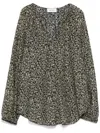 Matteau Voluminous Printed Cotton-blend Blouse In Schwarz