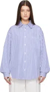 Matteau White & Blue Relaxed Shirt In Cobalt Stripe