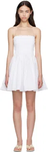 Matteau White Shirred Bodice Minidress In White