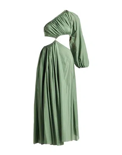Matteau Woman Maxi Dress Military Green Size 4 Organic Cotton, Silk