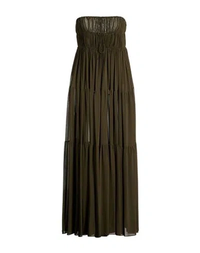 Matteau Woman Maxi Dress Military Green Size 4 Silk