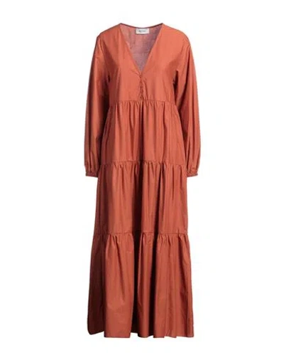 Matteau Woman Maxi Dress Rust Size 3 Organic Cotton In Red