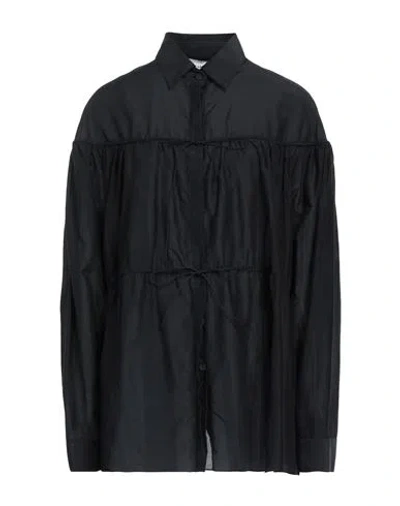 Matteau Woman Shirt Black Size 4 Organic Cotton, Silk
