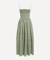 Matteau Shirred Cotton Midi Dress In Green