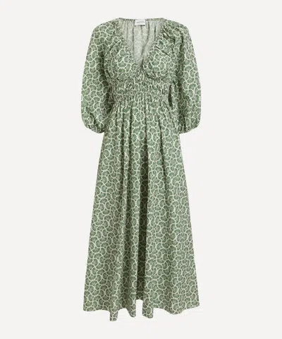 Matteau Women's Vetiver Shirred Plunge Midi Dress