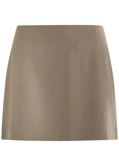 Matteau Wool-blend Mini Skirt In Taupe