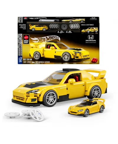 Mattel Brick Shop Kids' Hot Wheels 07 Honda S2000 Building Toy Kit, 257 Pieces In Yellow