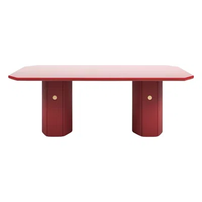 Pre-owned Matteo Cibic 21st Century  Table Lacquered Mdf Extraclear Glass Zeta Red Scapin