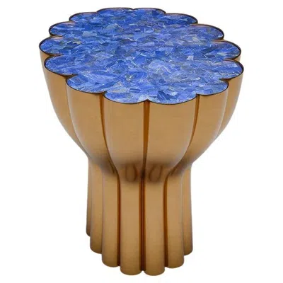 Pre-owned Matteo Cibic Bloom Table Small With Lapiz Lazuli In Gray