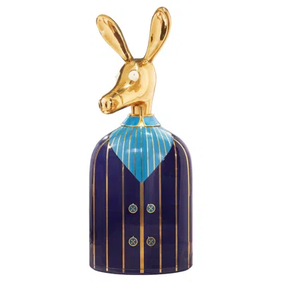 Pre-owned Matteo Cibic Ciuco Donkey Blue Bar Storage Cabinet With Brass Inlay By