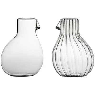 Pre-owned Matteo Cibic Dodò Low Mouth Blown Glass Carafe Designed By  In Gray