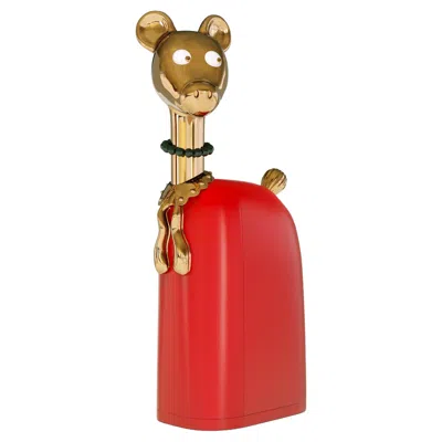Pre-owned Matteo Cibic Luna Red Storage Cabinet With Brass Inlay By