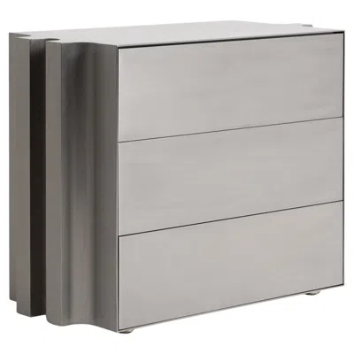 Pre-owned Matteo Cibic Moon Dresser In Hardwood & Stainless Steel With Leather Inserts By  In Brown