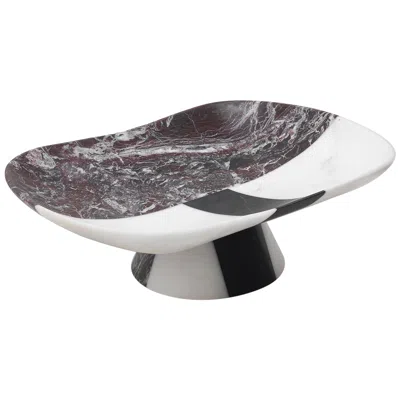 Pre-owned Matteo Cibic New Modern Centrepiece In White, Black And Red Marble, Creator