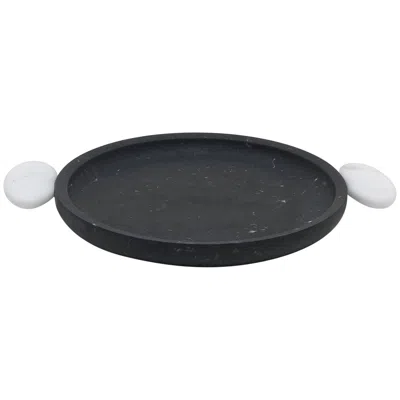 Pre-owned Matteo Cibic New Modern Serving Tray In Nero And White Marble, Creator