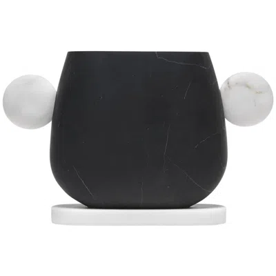 Pre-owned Matteo Cibic New Modern Vase In Black And White Marble, Creator